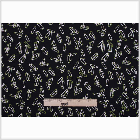 Black Polyester Jersey Paper Clip Print