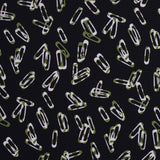 Black Polyester Jersey Paper Clip Print