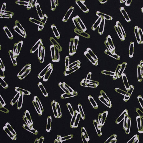 Black Polyester Jersey Paper Clip Print