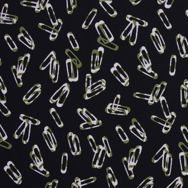 Black Polyester Jersey Paper Clip Print