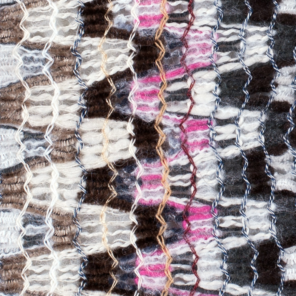 Italian Pink & Gray Multicolor Soft Flamestitch Wool Knit