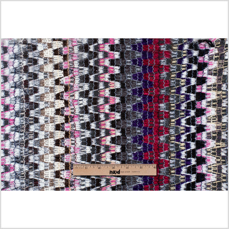 Italian Pink & Gray Multicolor Soft Flamestitch Wool Knit