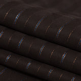 Chocolate Brown Polyester Twill with Metallic Gilded Pleasure and Moody Blue Stripes