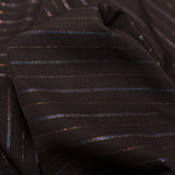Chocolate Brown Polyester Twill with Metallic Gilded Pleasure and Moody Blue Stripes