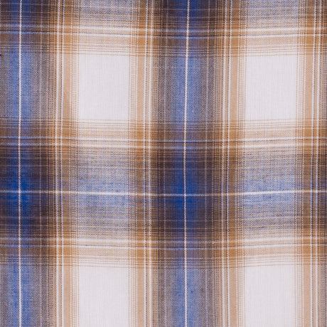 Famous NYC Designer Blue/Gold Plaid Cotton Voile