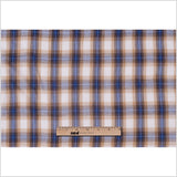 Famous NYC Designer Blue/Gold Plaid Cotton Voile