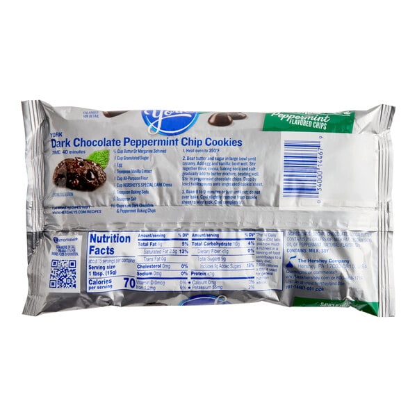 YORK® Dark Chocolate and Peppermint 1M Baking Chips 8 oz. - 12/Case