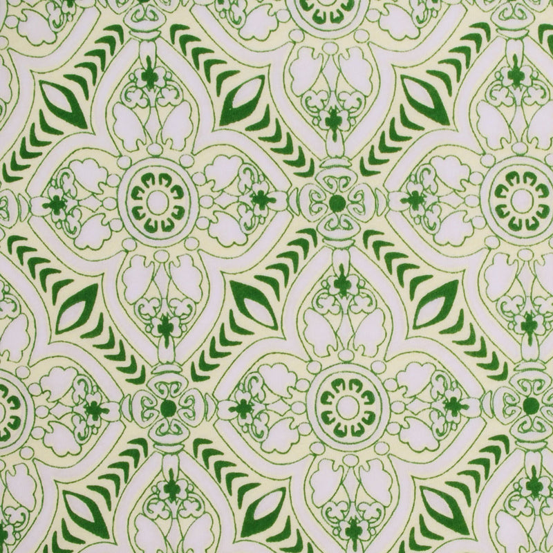 Yellow-Green Floral Burnout Polyester Jersey
