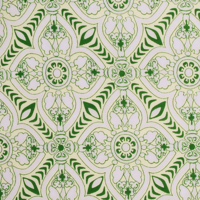 Yellow-Green Floral Burnout Polyester Jersey