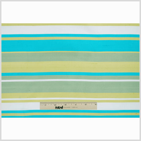 Green and Aqua Striped Shantung/Dupioni