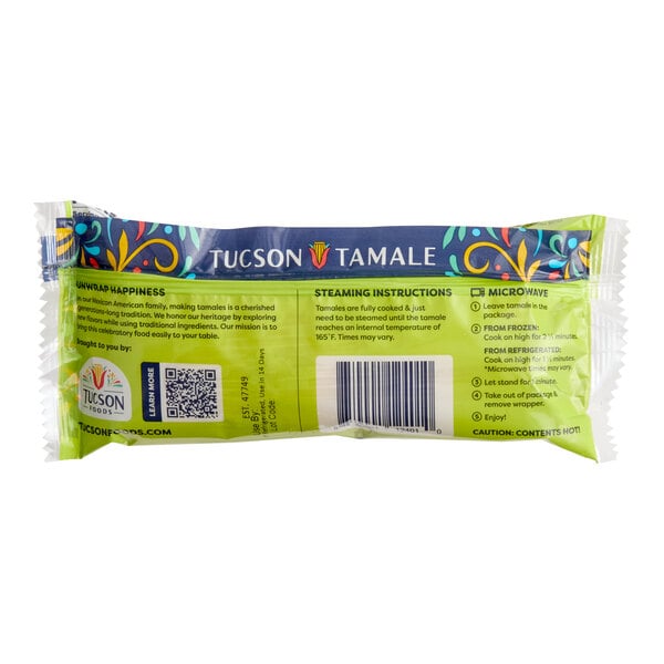 Tucson Foods Individually Wrapped Green Chile, Pork, and Cheese Tamale 5 oz. - 8/Case