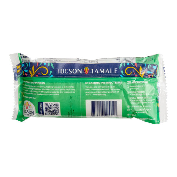 Tucson Foods Individually Wrapped Green Chile and Cheese Tamale 5 oz. - 8/Case