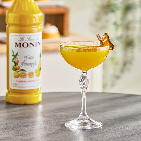 Monin Premium Yuzu Pineapple Flavoring Syrup 1 Liter - 4/Case