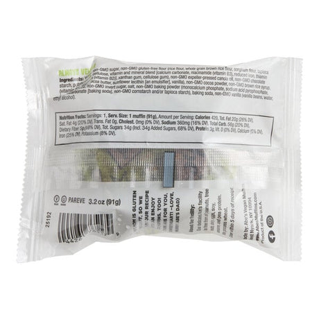 Abe's One Big Muffin Individually Wrapped Vegan Chocolate Muffin 3.2 oz. - 22/Case