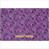 Famous Designer Bright Violet Retro Floral Silk Chiffon Print