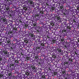 Famous Designer Bright Violet Retro Floral Silk Chiffon Print