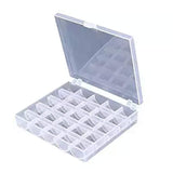 Portable Plastic Bobbin Organizer Box with 25 Clear Premium SA156 Bobbins for Sewing