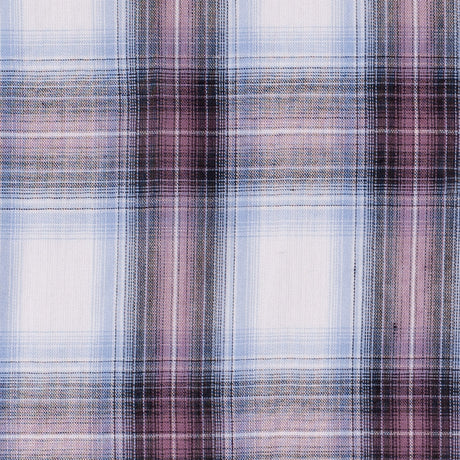 Famous NYC Designer Sky Blue/Rose Plaid Cotton Voile