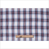 Famous NYC Designer Sky Blue/Rose Plaid Cotton Voile