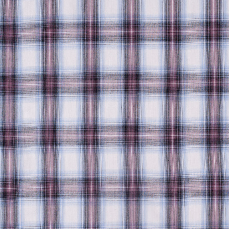 Famous NYC Designer Sky Blue/Rose Plaid Cotton Voile