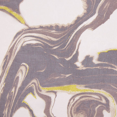 Brown and Pale Beige "Swirling Lava" Silk Chiffon Print