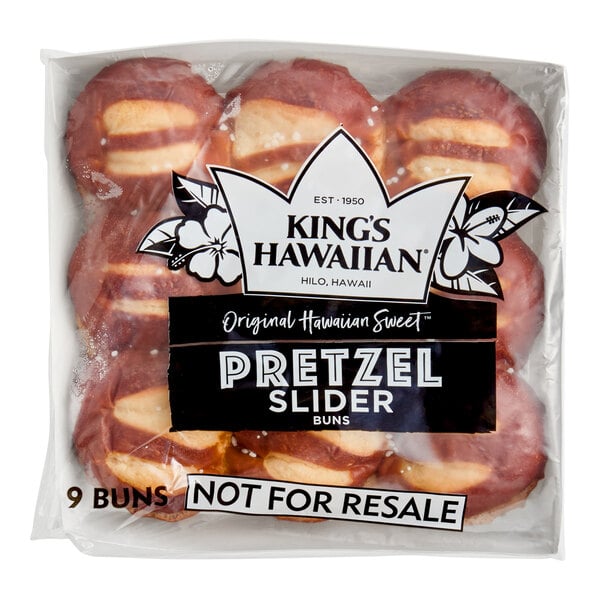 King's Hawaiian Sliced Pretzel Slider Rolls 1.2 oz. - 72/Case