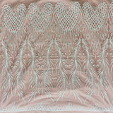 Beaded Lace Fabric on Polyester Net Mesh