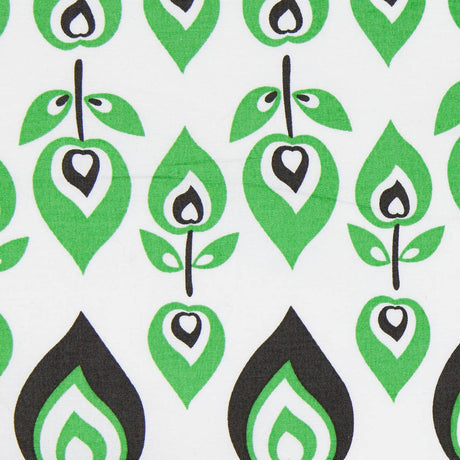 Green and Black Retro-Style Stretch Cotton Print