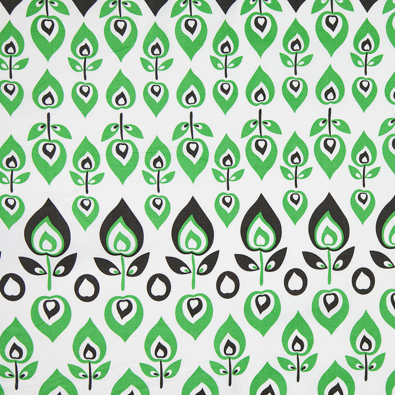 Green and Black Retro-Style Stretch Cotton Print