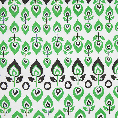 Green and Black Retro-Style Stretch Cotton Print