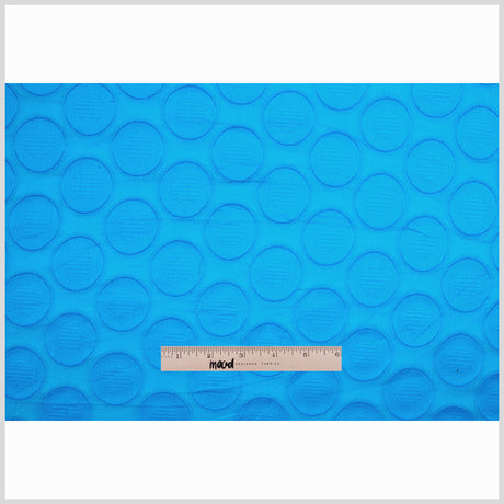 Embroidered Cotton Voile - Bright Aqua Polka Dots
