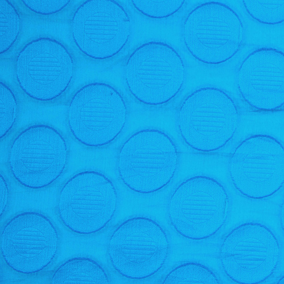 Embroidered Cotton Voile - Bright Aqua Polka Dots