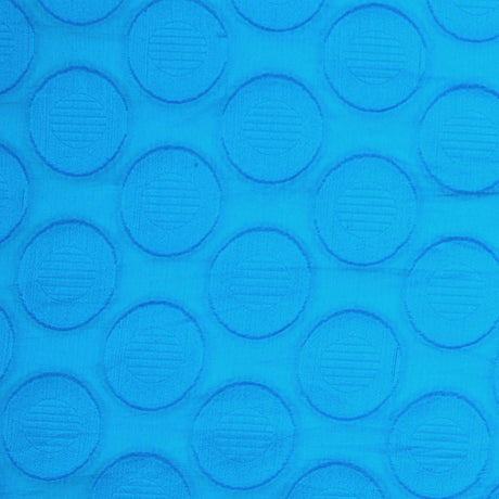 Embroidered Cotton Voile - Bright Aqua Polka Dots