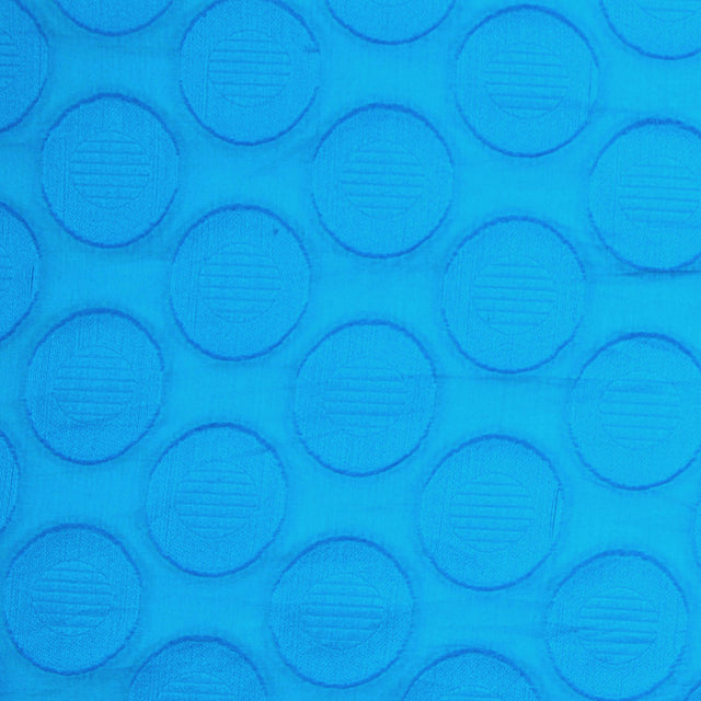 Embroidered Cotton Voile - Bright Aqua Polka Dots