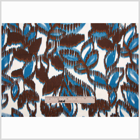Blue-Brown Floral Cotton Sateen Print