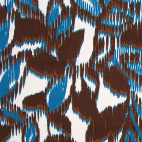 Blue-Brown Floral Cotton Sateen Print