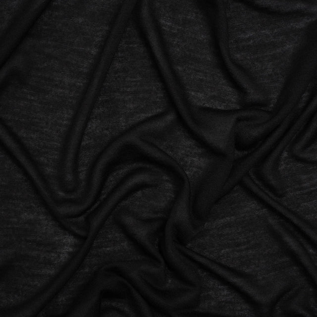 Lightweight Viscose and Silk Jersey - Black - Deadstock