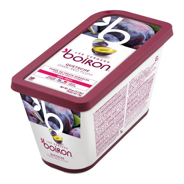Les Vergers Boiron Dark Red Plum 100% Fruit Puree 2.2 lb. - 3/Case