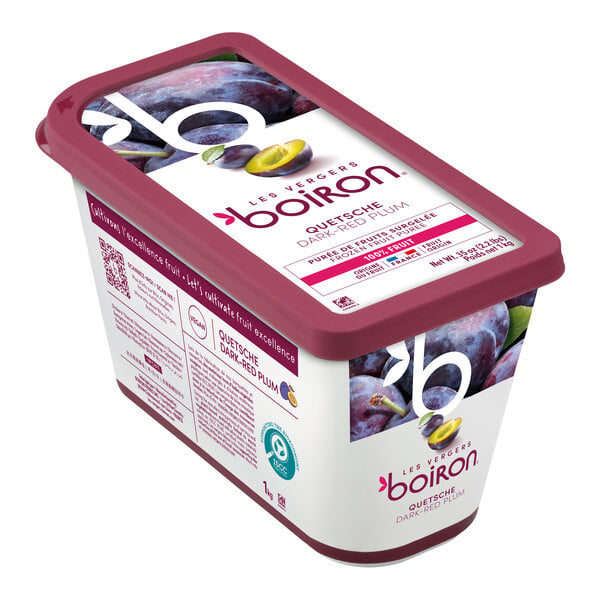 Les Vergers Boiron Dark Red Plum 100% Fruit Puree 2.2 lb. - 3/Case