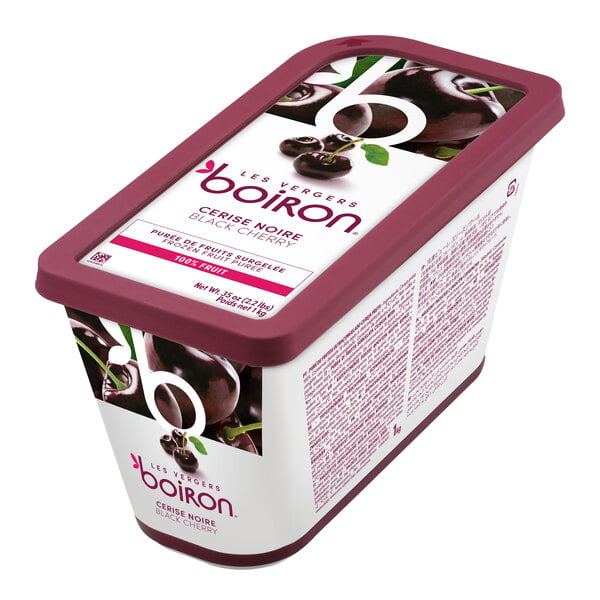Les Vergers Boiron Black Cherry 100% Fruit Puree 2.2 lb. - 6/Case