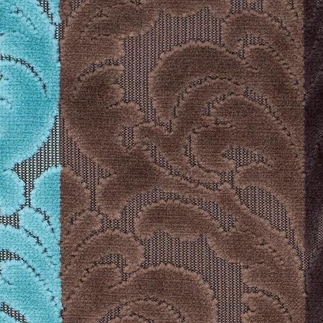 Browns and Aqua Striped/Floral Cut Velvet