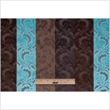 Browns and Aqua Striped/Floral Cut Velvet