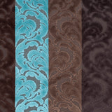 Browns and Aqua Striped/Floral Cut Velvet
