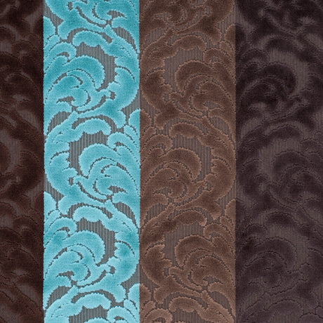 Browns and Aqua Striped/Floral Cut Velvet