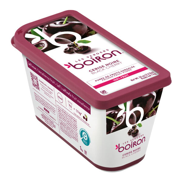 Les Vergers Boiron Black Cherry 100% Fruit Puree 2.2 lb. - 6/Case