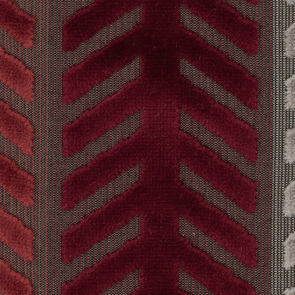 Burgundy and Taupe Geometric Cut Velvet