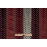 Burgundy and Taupe Geometric Cut Velvet