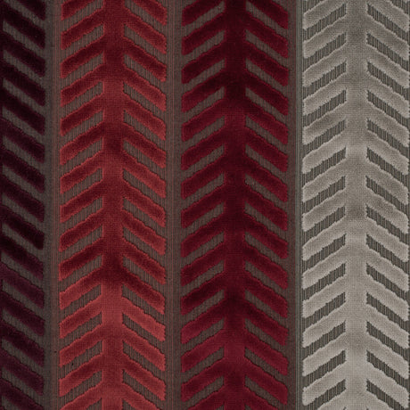 Burgundy and Taupe Geometric Cut Velvet