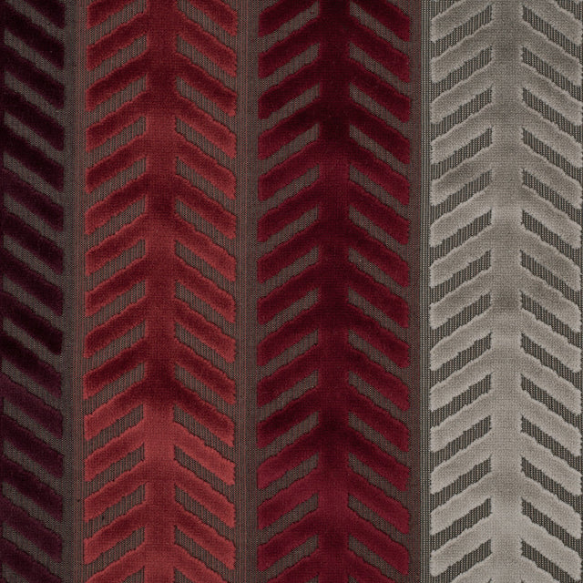 Burgundy and Taupe Geometric Cut Velvet