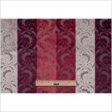 Deep Reds and Taupe Striped/Floral Cut Velvet